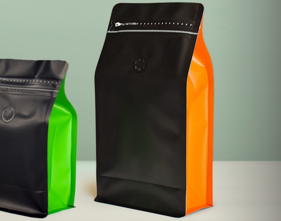 Side-color flat-bottom packaging bags
